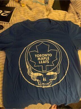 Toronto Maple Leafs Blue Grateful Dead V-Neck T-Shirt